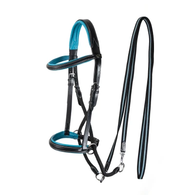 Image de F.R.A. Bridon sans Mors Dietsji avec Rênes Noir bleu Full