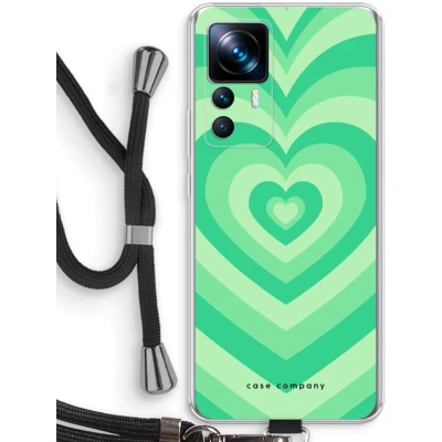 Afbeelding van Case Company® hoesje met Koord geschikt voor Xiaomi 12T Hart Groen Telefoonhoesje Zwart Bescherming aan alle Kanten en Over de Schermrand