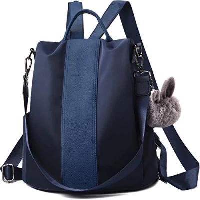 Afbeelding van Charmore Dames Rugzak Waterdichte Nylon Schooltassen Anti diefstal Schoudertassen, Donkerblauw,