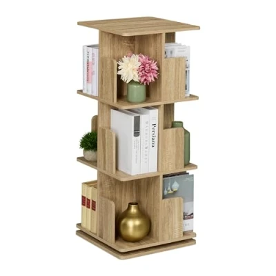 Afbeelding van Relaxdays boekenkast draaibaar 3 etages 95 x 39 cm houtlook