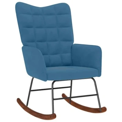 Image de vidaXL Chaise à bascule Bleu Velours289518