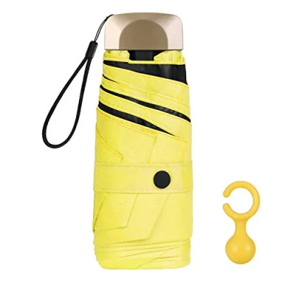 Afbeelding van Vicloon Opvouwbare paraplu, parasol, mini zakparaplu, lichtgewicht en compact, winddicht, ideaal voor verschillende buitenactiviteiten, geel
