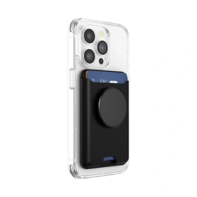 Afbeelding van PopSockets Softgoods Telefoonportemonnee en adapterring voor MagSafe, telefoonhouder, compatibel met draadloze oplader, portemonnee MagSafe® zwart