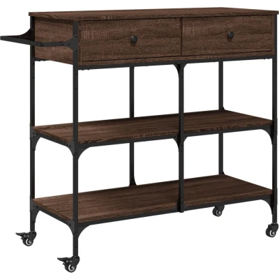 Afbeelding van Keukentrolley 105x42x95 cm bewerkt hout bruin eikenkleurig