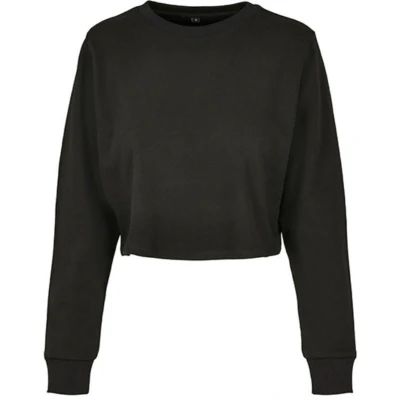 Afbeelding van Build your Brand Ladies ́ Terry Cropped Crew BY131 Black