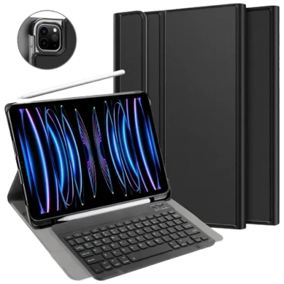 Afbeelding van Just in Case Toetsenbord Hoes hoesje geschikt voor iPad Pro 13 (M4) Effen Zwart Kunstleer