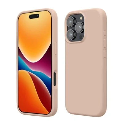 Afbeelding van kwmobile telefoonhoesje geschikt voor Apple iPhone 16 Pro Max Hoesje met siliconen coating Smartphone case in kokosmelk