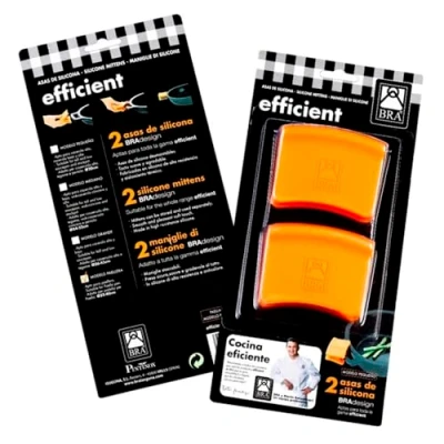 Afbeelding van BRA Efficient Handgrepen van siliconen, 2 stuks, middelgroot, voor een diameter 24 32 cm, kleur: oranje