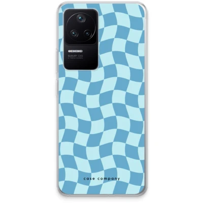 Afbeelding van Case Company® hoesje geschikt voor Xiaomi Poco F4 Grid Blauw Soft Cover Telefoonhoesje Bescherming aan alle Kanten en Schermrand