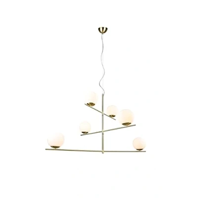 Afbeelding van Hanglamp Pure zwenkarmen 6 lamps messing/wit