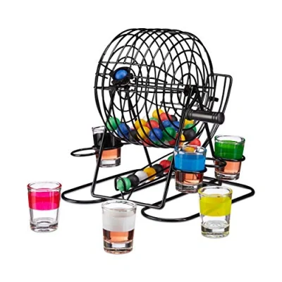 Afbeelding van Relaxdays drankspel bingo drinkspelletje 6 glaasjes drankspelletje 48 balletjes