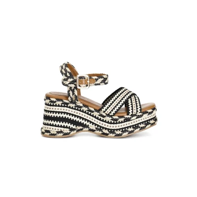 Afbeelding van CAFèNOIR Sandalen met hoge hak blackbeige, Dames, Maat: 36, Black beige Textiel