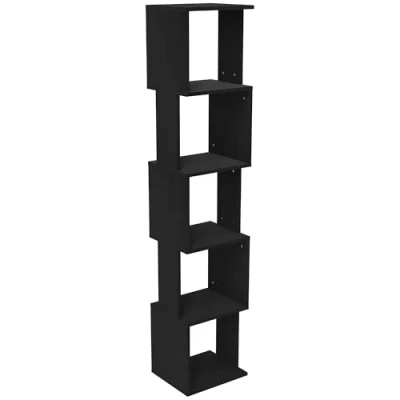 Afbeelding van HOMCOM Boekenkast met 5 niveaus, boekenrek van hout, kubusrek, opbergrek voor woonkamer, thuiskantoor, 33 x 28 161 cm, zwart