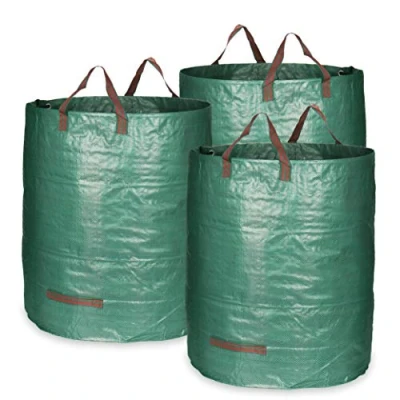Afbeelding van COM FOUR® 3x Tuintas met draaggrepen opvouwbare tuinafvalzak l Scheurvaste afvalbak voor bladeren en groenafval (272 3 stuks)