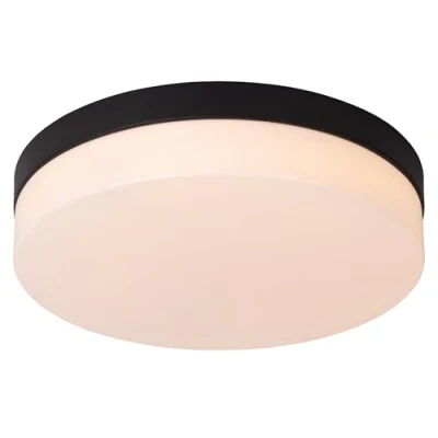 Afbeelding van Lucide BISKIT Plafonnière Badkamer Ø 28 cm LED 1x18W 2700K IP44 Zwart