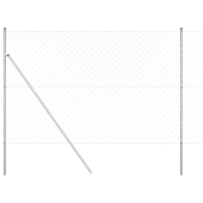 Afbeelding van vidaXL Kettinglink Hek met 7 Palen 1.6x10 m Gegalvaniseerd Staal
