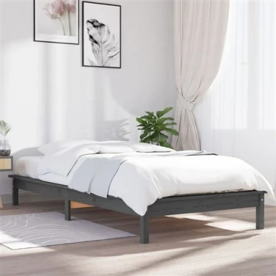 Afbeelding van Bedframe massief grenenhout grijs 100x200 cm