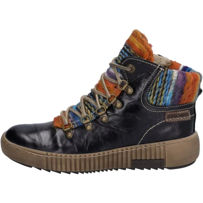 Afbeelding van Josef Seibel Maren Veterboots, Dames, Maat: 40, Schwarz/multi Leer en textiel