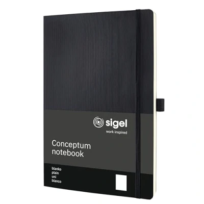 Afbeelding van Sigel notitieboek Conceptum formaat A4 zwart blanco softcover SI CO338