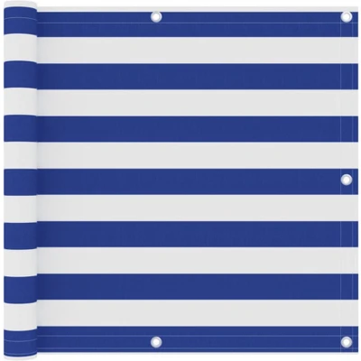 Afbeelding van Balkonscherm 90x300 cm oxford stof wit en blauw
