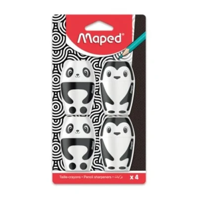 Afbeelding van Maped Set van 4 Shakky Pinguïn en Panda Puntenslijper met reserve 1 gat voor standaard potloden Eenvoudig te gebruiken