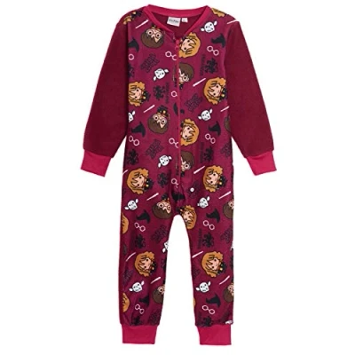 Afbeelding van Harry Potter Ultimate Onezie uniseks fleece pyjama voor kinderen met Hogwarts bedels, Bordeaux