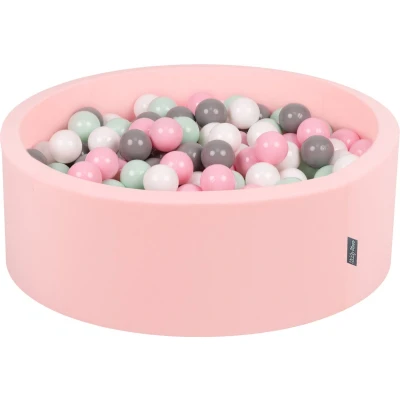 Afbeelding van KiddyMoon ballenbad 90x30cm/300 ballen ∅ 7cm met kleurrijke voor baby&#039;s kinderen rond, lichtroze:wit/grijs/mint/roze