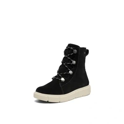 Afbeelding van Sorel Explorer III JOAN WP Veterboots, Dames, Maat: 36, Black/chalk Veloursleer