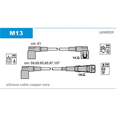 Afbeelding van JANMOR M13 Bougiekabelset MERCEDES BENZ: S Class Saloon, W123 Coupe