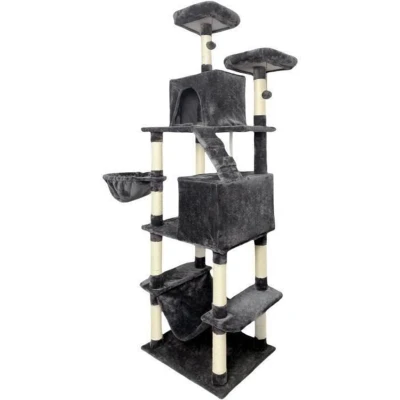 Afbeelding van TAYLOR Krabpaal 60 x 50 206 cm Donkergrijs 2 platforms, 1 zitstok, hutten, hangmat