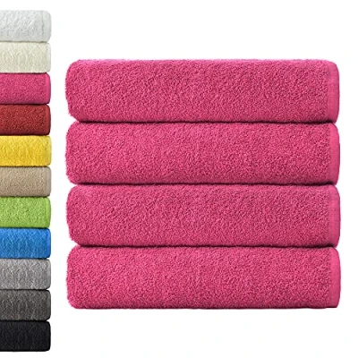 Afbeelding van NatureMark Set van 4 badhanddoeken, 70 x 140 cm, 100% katoen, roze