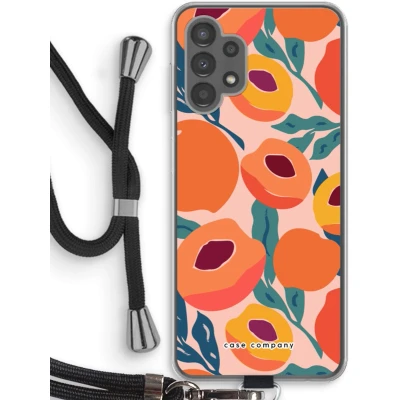 Afbeelding van Case Company® hoesje met Koord geschikt voor Samsung Galaxy A13 4G Perzik Telefoonhoesje Zwart Bescherming aan alle Kanten en Over de Schermrand