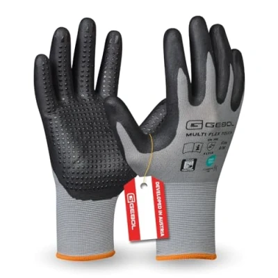 Afbeelding van Gebol Multi Flex Touch Werkhandschoenen voor touchscreen Nitril handschoenen met noppen heren Maat L (maat 9) grijs 1 paar