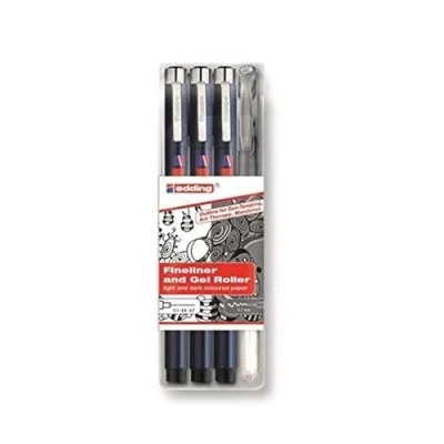 Afbeelding van edding 1800 2185 Handletter outline set 0,1/0,5/0,7mm+silver / 6604000