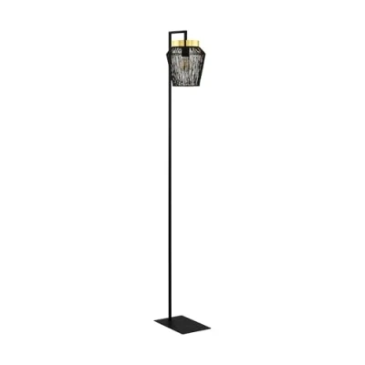 Afbeelding van EGLO Escandidos Vloerlamp E27 170 cm Zwart/Geelkoper/Goud