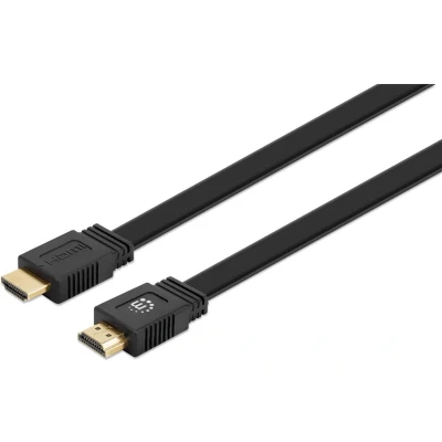 Afbeelding van Manhattan 355599 HDMI kabel Aansluitkabel A stekker, stekker 0.50 m Zwart 4K UHD, Afgeschermd (dubbel), Plat, Platte uitvoering