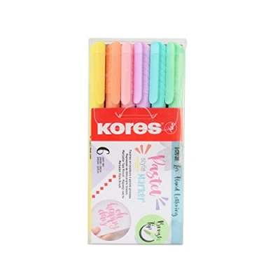 Afbeelding van KORES Brush tip markers set van 6 stuks pastel kleuren