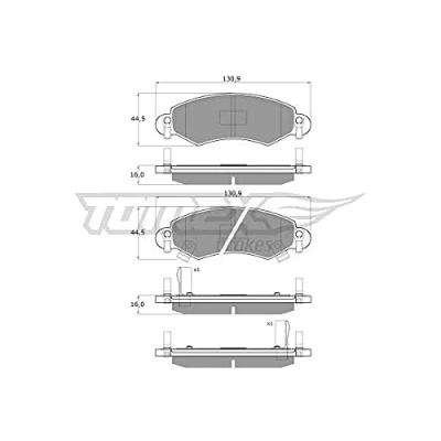 Afbeelding van TOMEX brakes TX 12 96 Remblokkenset Vooras Met akoestische slijtagewaarschuwing