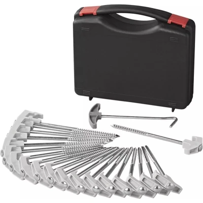 Afbeelding van ProPlus Tentharing 20cm Metaal Heavy Duty met Kunststof Haak Set van 20 Stuks in Koffer Grondpen Ankers Tentpennen