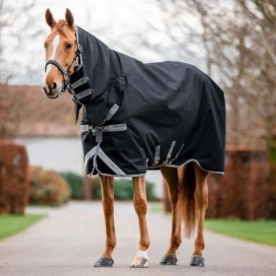 Afbeelding van Amigo Turnout Rug Integrated 1200D 150g Black/Titanium Grey/Silver 160/213 Agradi.be