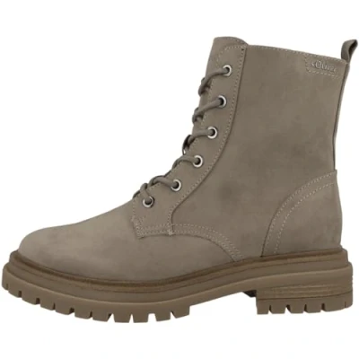 Afbeelding van s.Oliver Enkellaarsjes met plateauzool, Dames, Maat: 40, Taupe Textiel