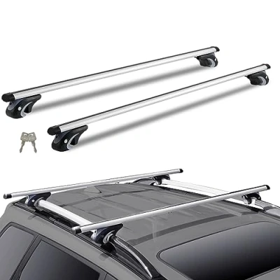 Image de VEVOR Barres de Toit Transversales Universelles 2PCs Barre Bagage Verrouillables Porte Bagages Voiture en Aluminium Charge 90,7 kg Galerie