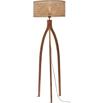Afbeelding van GOOD&amp;MOJO Vloerlamp Java Bamboe Zwart 50x50x145cm Driepoot Bruin