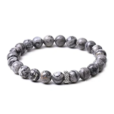 Afbeelding van OZ Jewels Grey Jasper Kralenarmband Natuurstenen Elastisch