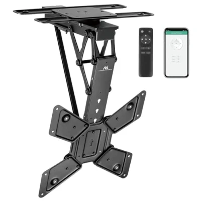 Afbeelding van Maclean Elektrische TV beugel voor plafondmontage TUYA ondersteuning, max VESA 600x400, 90st zwenkbaar, 23&quot; 65&quot;, 30kg, MC 491