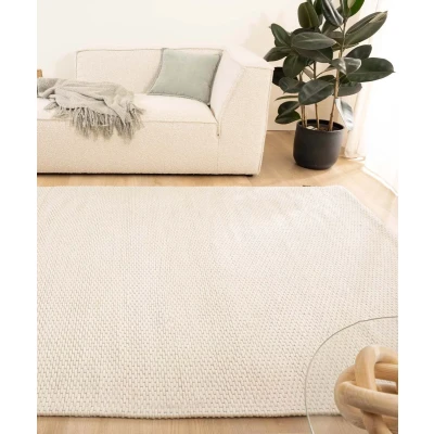 Afbeelding van Wollen Tapijt/Vloerkleed Vridning Wit 200x300 Cm 100% Wol