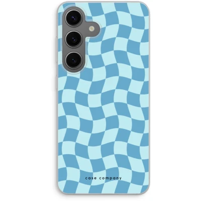 Afbeelding van Case Company® hoesje geschikt voor Samsung Galaxy S24 Grid Blauw Soft Cover Telefoonhoesje Bescherming aan alle Kanten en Schermrand