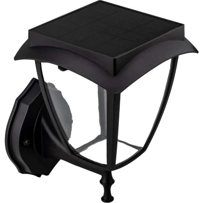 Afbeelding van V TAC VT 982 Wandlamp op zonne energie 2W 110 Lumen 3000K+6000K Matzwart IP65