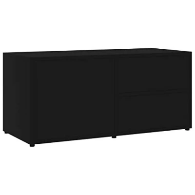 Image de vidaXL Meuble TV Noir 80x34x36 cm Bois d&#039;ingénierie