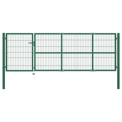 Afbeelding van Poort met palen 350x100 cm staal groen